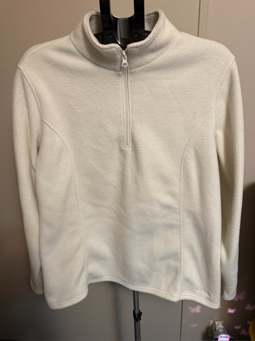 Cabelas Soft White 1/4 Zip Fleece Sweater Women's Size XL